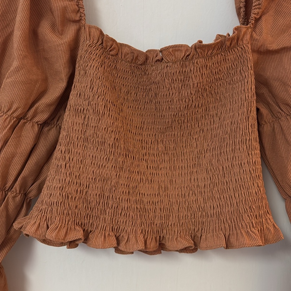 Shein Yoked Long Pirate Sleeve Ruffled Off Shoulder Crop Top #5161370 Sz M - Picture 10 of 11